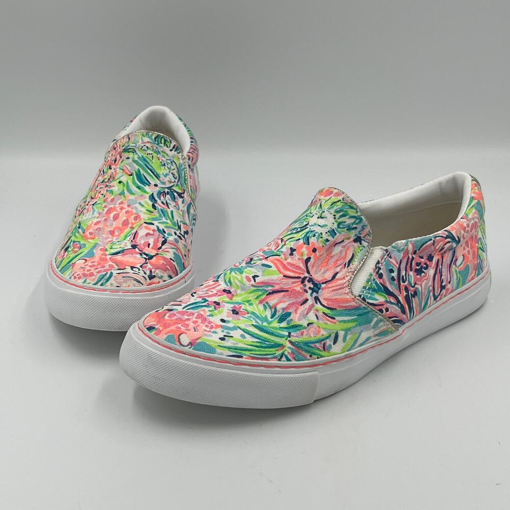 Lilly Pulitzer Julie Slip-On Sneakers Multi Canvas Size 7